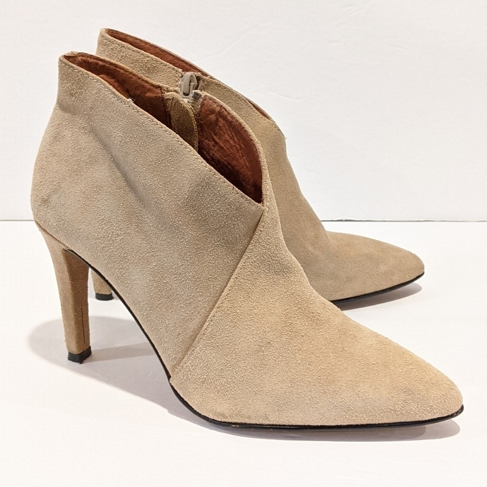 Selected Femme Cream Suede Ankle Boots sz 9 Pointy Toe